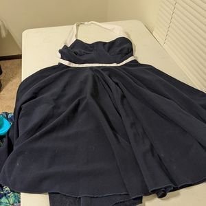 A-Line rockabilly navy halter dress